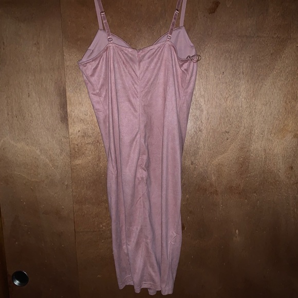 Dusty Rose Suede Bodycon Dress - Picture 2 of 3